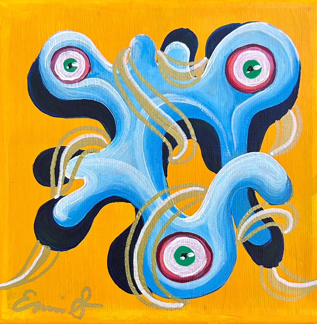 Mini Blob Painting with Orange Background