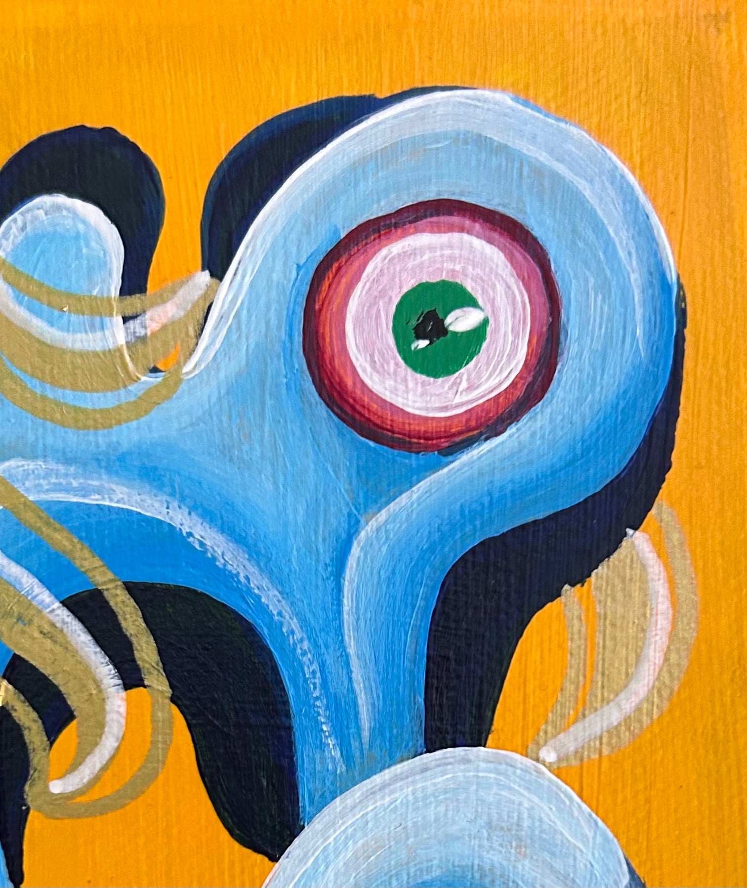 Mini Blob Painting with Orange Background