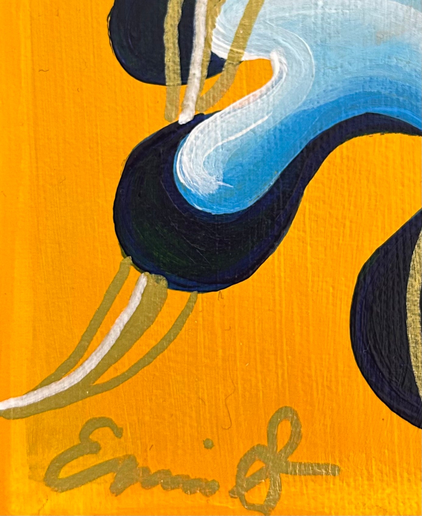 Mini Blob Painting with Orange Background