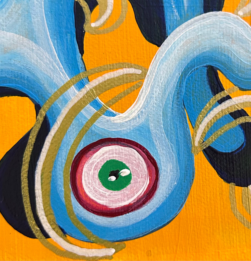 Mini Blob Painting with Orange Background